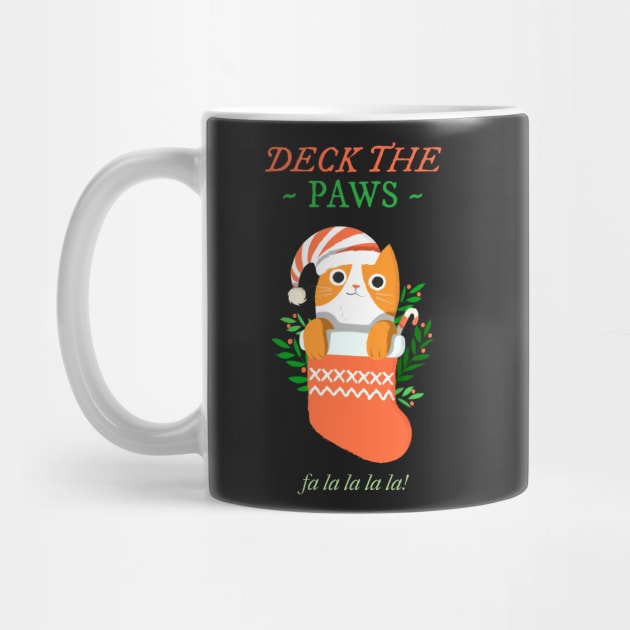 Deck the Paws (Deck the Halls) Christmas Cat in a Stocking by LoveofDog